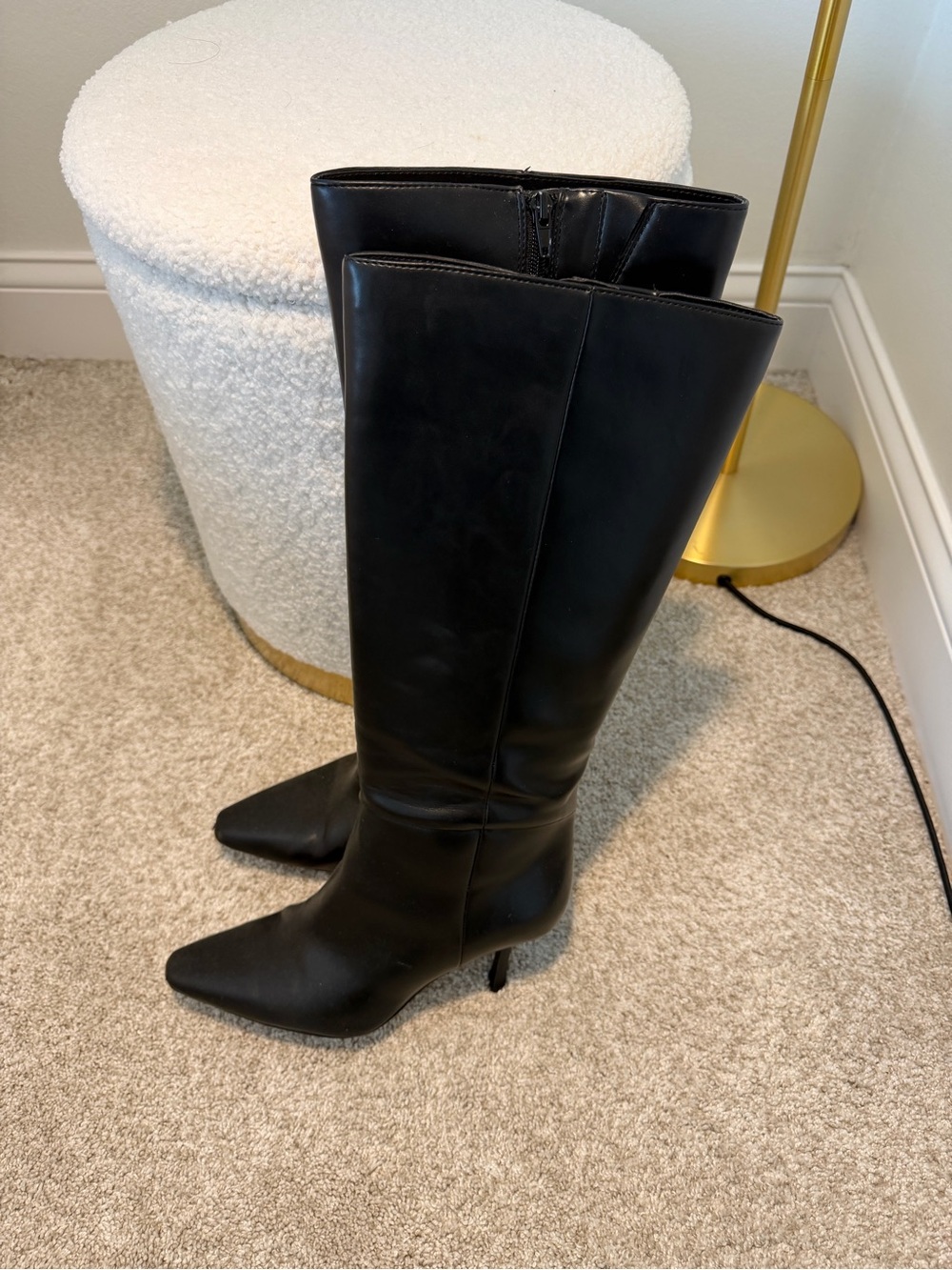 Mix No. 6 Black Knee-High Pointed-Toe Stiletto Boots